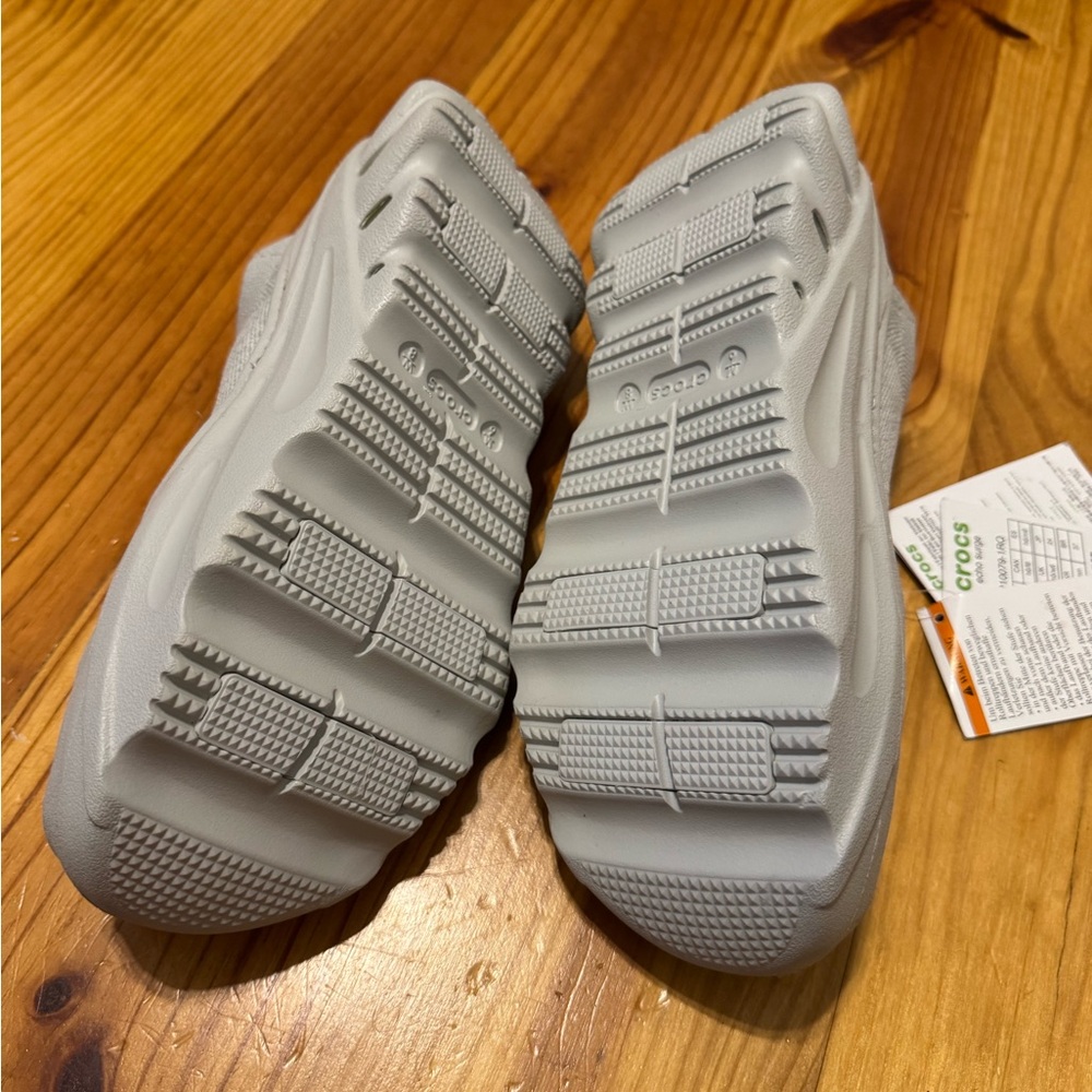 CROCS Light Gray Platform Athletic Lace-Up Sneakers - Picture 9 of 10